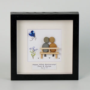 Dova Art Personalized Celebrating 40th of Love Wedding Anniversary Pebble Art, Couple Pebble Picture Framed Art - Frame Pebble Artwork Desktop or Wall Hanging 8x8 inch by Dovaart.com