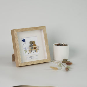 Dova Art Personalized Celebrating 40th of Love Wedding Anniversary Pebble Art, Couple Pebble Picture Framed Art - Frame Pebble Artwork Desktop or Wall Hanging 8x8 inch by Dovaart.com