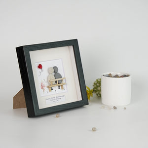 Dova Art Personalized Celebrating 40th of Love Wedding Anniversary Pebble Art, Couple Pebble Picture Framed Art - Frame Pebble Artwork Desktop or Wall Hanging 8x8 inch by Dovaart.com