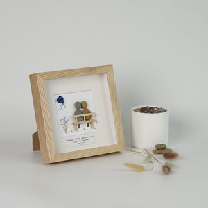 Dova Art Personalized Celebrating 40th of Love Wedding Anniversary Pebble Art, Couple Pebble Picture Framed Art - Frame Pebble Artwork Desktop or Wall Hanging 8x8 inch by Dovaart.com