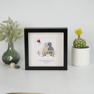 Dova Art Personalized Celebrating 40th of Love Wedding Anniversary Pebble Art, Couple Pebble Picture Framed Art - Frame Pebble Artwork Desktop or Wall Hanging 8x8 inch by Dovaart.com