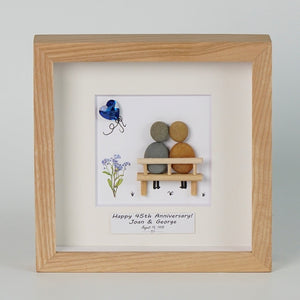 Dova Art Personalized Celebrating 40th of Love Wedding Anniversary Pebble Art, Couple Pebble Picture Framed Art - Frame Pebble Artwork Desktop or Wall Hanging 8x8 inch by Dovaart.com