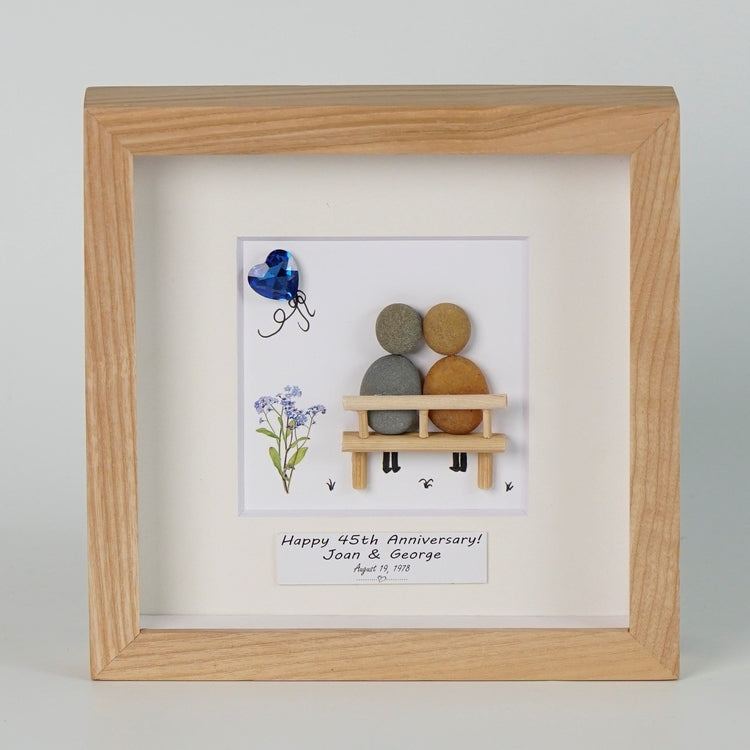 Dova Art Personalized Celebrating 40th of Love Wedding Anniversary Pebble Art, Couple Pebble Picture Framed Art - Frame Pebble Artwork Desktop or Wall Hanging 8x8 inch by Dovaart.com