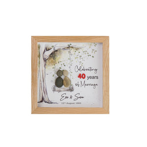 Dova Art Personalized Celebrating 40th of Marriage Wedding Anniversary Pebble Art, Couple Pebble Picture Framed Art - 8x8 inch Frame with Stand for Desktop or Wall Hanging by Dovaart.com