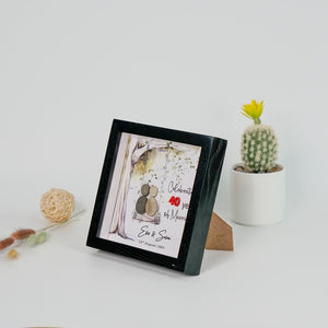 Dova Art Personalized Celebrating 40th of Marriage Wedding Anniversary Pebble Art, Couple Pebble Picture Framed Art - 8x8 inch Frame with Stand for Desktop or Wall Hanging by Dovaart.com