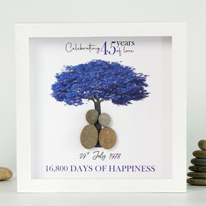 Dova Art Personalized Celebrating 45th of Love Wedding Anniversary Pebble Art, Couple Pebble Picture Framed Art - Frame Pebble Artwork Desktop or Wall Hanging 8x8 inch by Dovaart.com
