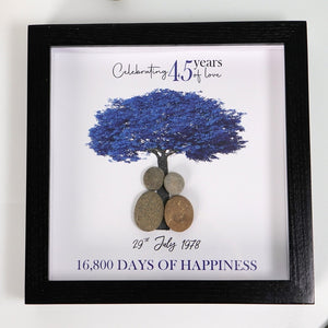 Dova Art Personalized Celebrating 45th of Love Wedding Anniversary Pebble Art, Couple Pebble Picture Framed Art - Frame Pebble Artwork Desktop or Wall Hanging 8x8 inch by Dovaart.com