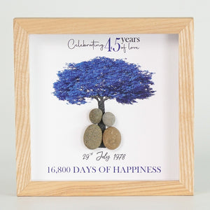 Dova Art Personalized Celebrating 45th of Love Wedding Anniversary Pebble Art, Couple Pebble Picture Framed Art - Frame Pebble Artwork Desktop or Wall Hanging 8x8 inch by Dovaart.com