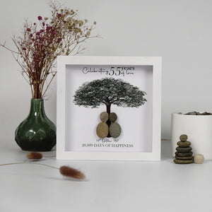 Dova Art Personalized Celebrating 50th of Love Wedding Anniversary Pebble Art, Couple Pebble Picture Framed Art - Frame Pebble Artwork Desktop or Wall Hanging 8x8 inch by Dovaart.com