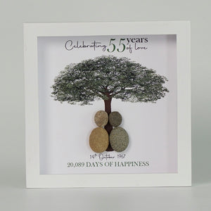 Dova Art Personalized Celebrating 50th of Love Wedding Anniversary Pebble Art, Couple Pebble Picture Framed Art - Frame Pebble Artwork Desktop or Wall Hanging 8x8 inch by Dovaart.com
