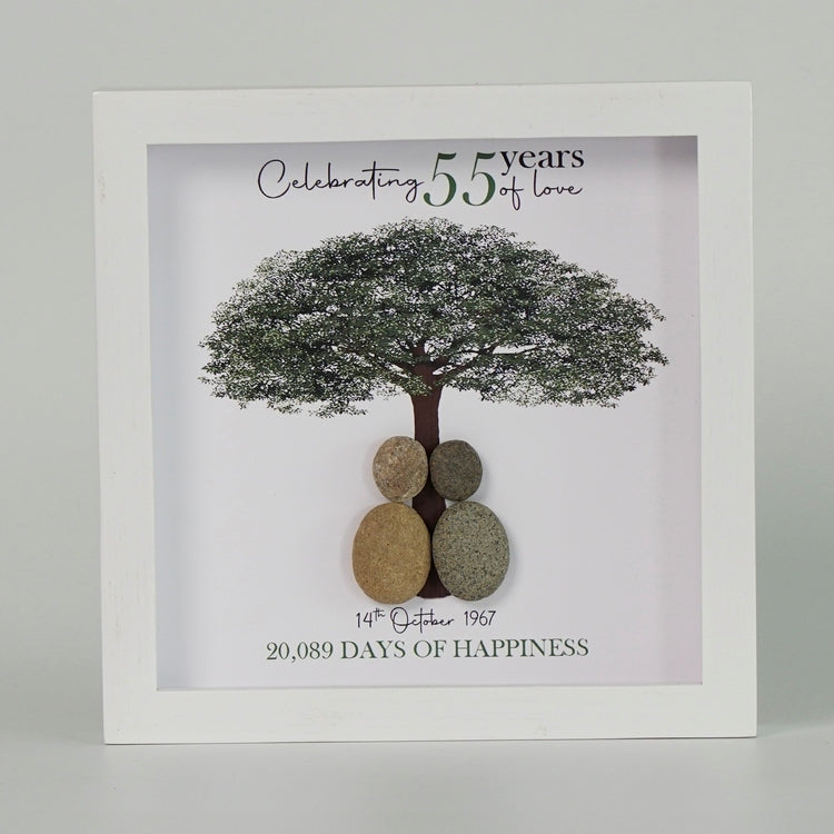 Dova Art Personalized Celebrating 50th of Love Wedding Anniversary Pebble Art, Couple Pebble Picture Framed Art - Frame Pebble Artwork Desktop or Wall Hanging 8x8 inch by Dovaart.com