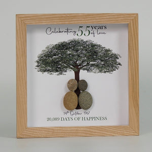 Dova Art Personalized Celebrating 50th of Love Wedding Anniversary Pebble Art, Couple Pebble Picture Framed Art - Frame Pebble Artwork Desktop or Wall Hanging 8x8 inch by Dovaart.com