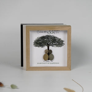 Dova Art Personalized Celebrating 50th of Love Wedding Anniversary Pebble Art, Couple Pebble Picture Framed Art - Frame Pebble Artwork Desktop or Wall Hanging 8x8 inch by Dovaart.com