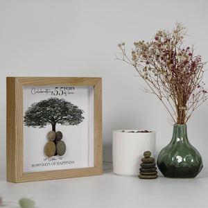 Dova Art Personalized Celebrating 50th of Love Wedding Anniversary Pebble Art, Couple Pebble Picture Framed Art - Frame Pebble Artwork Desktop or Wall Hanging 8x8 inch by Dovaart.com