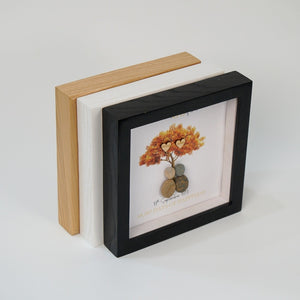 Dova Art Personalized Celebrating 50th of Love Wedding Anniversary Pebble Art, Couple Pebble Picture Framed Art - Frame Pebble Artwork Desktop or Wall Hanging 8x8 inch by Dovaart.com