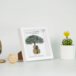 Dova Art Personalized Celebrating 50th of Love Wedding Anniversary Pebble Art, Couple Pebble Picture Framed Art - Frame Pebble Artwork Desktop or Wall Hanging 8x8 inch by Dovaart.com