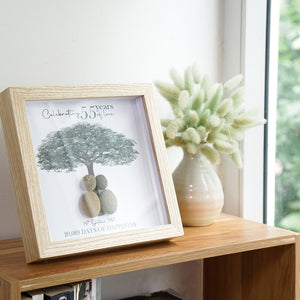 Dova Art Personalized Celebrating 50th of Love Wedding Anniversary Pebble Art, Couple Pebble Picture Framed Art - Frame Pebble Artwork Desktop or Wall Hanging 8x8 inch by Dovaart.com