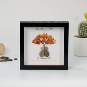 Dova Art Personalized Celebrating 50th of Love Wedding Anniversary Pebble Art, Couple Pebble Picture Framed Art - Frame Pebble Artwork Desktop or Wall Hanging 8x8 inch by Dovaart.com