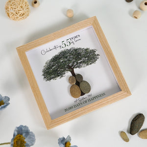 Dova Art Personalized Celebrating 50th of Love Wedding Anniversary Pebble Art, Couple Pebble Picture Framed Art - Frame Pebble Artwork Desktop or Wall Hanging 8x8 inch by Dovaart.com