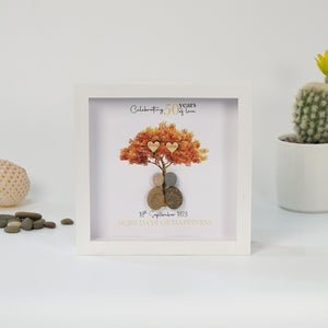 Dova Art Personalized Celebrating 50th of Love Wedding Anniversary Pebble Art, Couple Pebble Picture Framed Art - Frame Pebble Artwork Desktop or Wall Hanging 8x8 inch by Dovaart.com