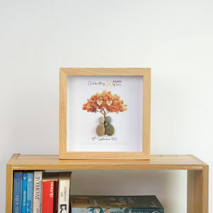 Dova Art Personalized Celebrating 50th of Love Wedding Anniversary Pebble Art, Couple Pebble Picture Framed Art - Frame Pebble Artwork Desktop or Wall Hanging 8x8 inch by Dovaart.com