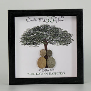 Dova Art Personalized Celebrating 50th of Love Wedding Anniversary Pebble Art, Couple Pebble Picture Framed Art - Frame Pebble Artwork Desktop or Wall Hanging 8x8 inch by Dovaart.com