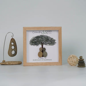 Dova Art Personalized Celebrating 50th of Love Wedding Anniversary Pebble Art, Couple Pebble Picture Framed Art - Frame Pebble Artwork Desktop or Wall Hanging 8x8 inch by Dovaart.com