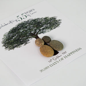 Dova Art Personalized Celebrating 50th of Love Wedding Anniversary Pebble Art, Couple Pebble Picture Framed Art - Frame Pebble Artwork Desktop or Wall Hanging 8x8 inch by Dovaart.com
