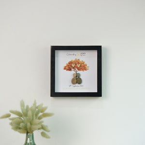 Dova Art Personalized Celebrating 50th of Love Wedding Anniversary Pebble Art, Couple Pebble Picture Framed Art - Frame Pebble Artwork Desktop or Wall Hanging 8x8 inch by Dovaart.com