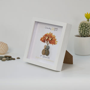 Dova Art Personalized Celebrating 50th of Love Wedding Anniversary Pebble Art, Couple Pebble Picture Framed Art - Frame Pebble Artwork Desktop or Wall Hanging 8x8 inch by Dovaart.com