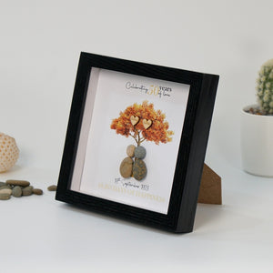 Dova Art Personalized Celebrating 50th of Love Wedding Anniversary Pebble Art, Couple Pebble Picture Framed Art - Frame Pebble Artwork Desktop or Wall Hanging 8x8 inch by Dovaart.com