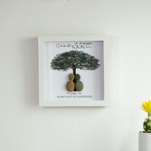 Dova Art Personalized Celebrating 50th of Love Wedding Anniversary Pebble Art, Couple Pebble Picture Framed Art - Frame Pebble Artwork Desktop or Wall Hanging 8x8 inch by Dovaart.com