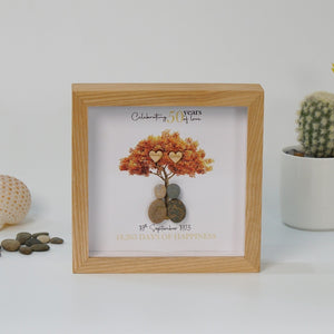 Dova Art Personalized Celebrating 50th of Love Wedding Anniversary Pebble Art, Couple Pebble Picture Framed Art - Frame Pebble Artwork Desktop or Wall Hanging 8x8 inch by Dovaart.com