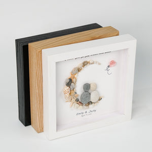 Dova Art Personalized Couple Love To The Moon And Back Pebble Art, Couple Pebble Picture Framed Art - 8x8 inch Frame with Stand for Desktop or Wall Hanging by Dovaart.com