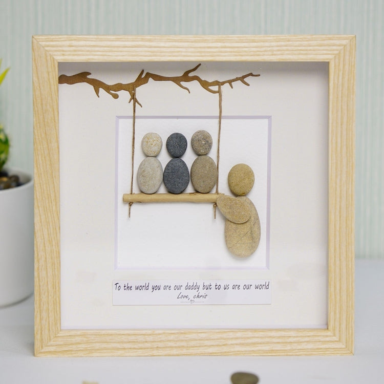Dova Art Personalized Family Love To The Moon And Back Pebble Art, Couple Pebble Picture Framed Art - Frame Pebble Artwork Desktop or Wall Hanging 8x8 inch by Dovaart.com