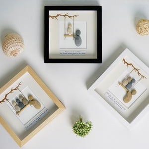 Dova Art Personalized Family Love To The Moon And Back Pebble Art, Couple Pebble Picture Framed Art - Frame Pebble Artwork Desktop or Wall Hanging 8x8 inch by Dovaart.com