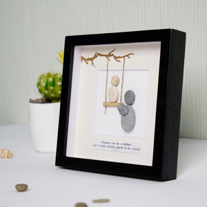 Dova Art Personalized Family Love To The Moon And Back Pebble Art, Couple Pebble Picture Framed Art - Frame Pebble Artwork Desktop or Wall Hanging 8x8 inch by Dovaart.com