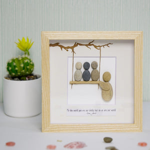 Dova Art Personalized Family Love To The Moon And Back Pebble Art, Couple Pebble Picture Framed Art - Frame Pebble Artwork Desktop or Wall Hanging 8x8 inch by Dovaart.com