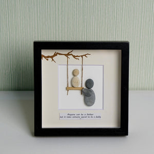Dova Art Personalized Family Love To The Moon And Back Pebble Art, Couple Pebble Picture Framed Art - Frame Pebble Artwork Desktop or Wall Hanging 8x8 inch by Dovaart.com