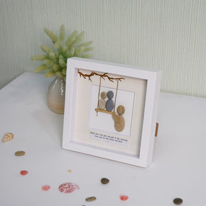 Dova Art Personalized Family Love To The Moon And Back Pebble Art, Couple Pebble Picture Framed Art - Frame Pebble Artwork Desktop or Wall Hanging 8x8 inch by Dovaart.com