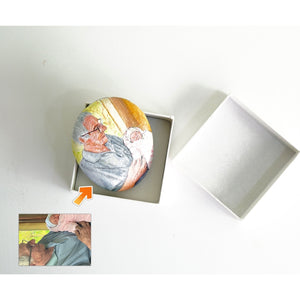 Dova Art Personalized Grandparent and Grandchild Portrait on Painted Rocks - Perfect Anniversary Gift, Unique Table Decor for Any Occasion - Original Rock Art Painting, Customizable Message and Design by Dovaart.com