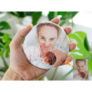 Dova Art Personalized Photo Mom and Baby Painting Rocks in Anniversary - Painted Rocks For Any Occasion - Unique Table Art, Original Paintings Rock Art by Dovaart.com