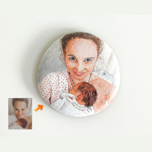 Dova Art Personalized Photo Mom and Baby Painting Rocks in Anniversary - Painted Rocks For Any Occasion - Unique Table Art, Original Paintings Rock Art by Dovaart.com