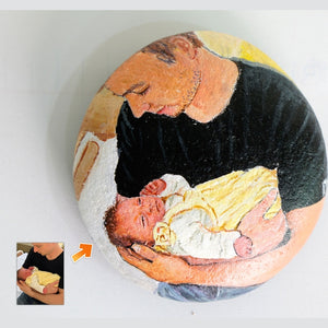 Dova Art Personalized Photo of Dad and Baby on Painted Rocks - Perfect Keepsake for Any Occasion, Unique Table Decor - Original Rock Art Painting, Customizable Design and Message by Dovaart.com