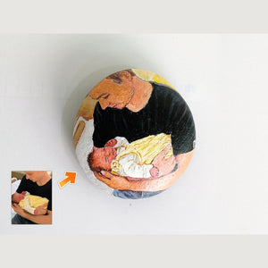 Dova Art Personalized Photo of Dad and Baby on Painted Rocks - Perfect Keepsake for Any Occasion, Unique Table Decor - Original Rock Art Painting, Customizable Design and Message by Dovaart.com