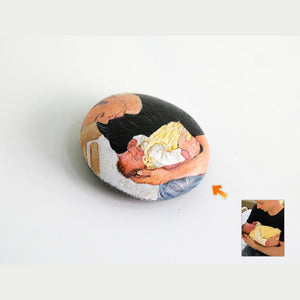 Dova Art Personalized Photo of Dad and Baby on Painted Rocks - Perfect Keepsake for Any Occasion, Unique Table Decor - Original Rock Art Painting, Customizable Design and Message by Dovaart.com
