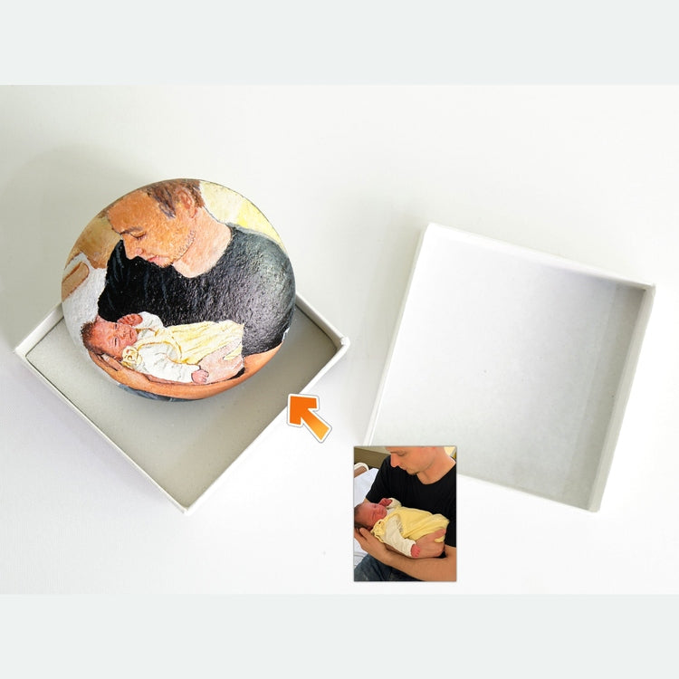 Dova Art Personalized Photo of Dad and Baby on Painted Rocks - Perfect Keepsake for Any Occasion, Unique Table Decor - Original Rock Art Painting, Customizable Design and Message by Dovaart.com