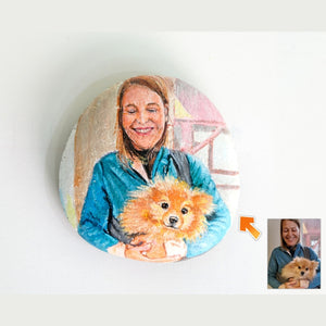 Dova Art Personalized Portrait of Owner and Beloved Pup on Painted Rocks - Perfect Gift for Any Occasion, Unique Table Decor - Original Rock Art Painting, Customizable Design and Message by Dovaart.com