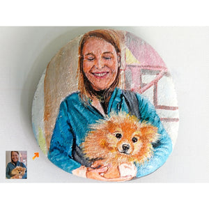 Dova Art Personalized Portrait of Owner and Beloved Pup on Painted Rocks - Perfect Gift for Any Occasion, Unique Table Decor - Original Rock Art Painting, Customizable Design and Message by Dovaart.com