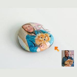 Dova Art Personalized Portrait of Owner and Beloved Pup on Painted Rocks - Perfect Gift for Any Occasion, Unique Table Decor - Original Rock Art Painting, Customizable Design and Message by Dovaart.com